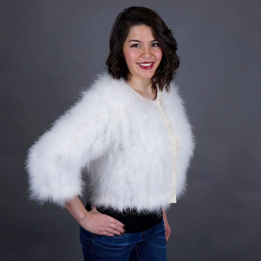 Cropped Marabou Jacket White