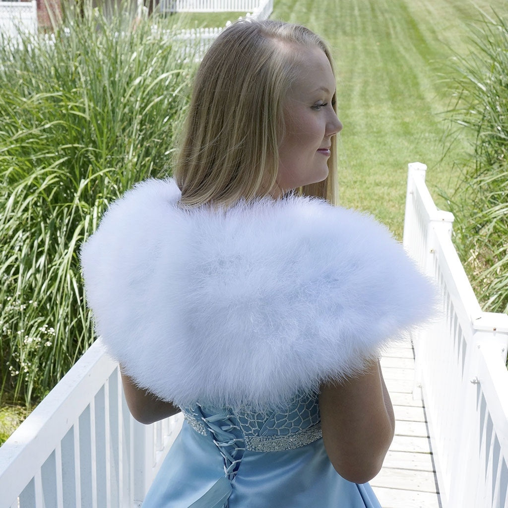 Marabou Feather Shawl w/Hook - White