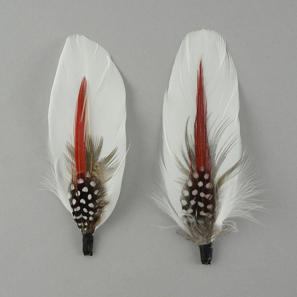 Hat Feather Trim With Goose and Pheasant - White Natural