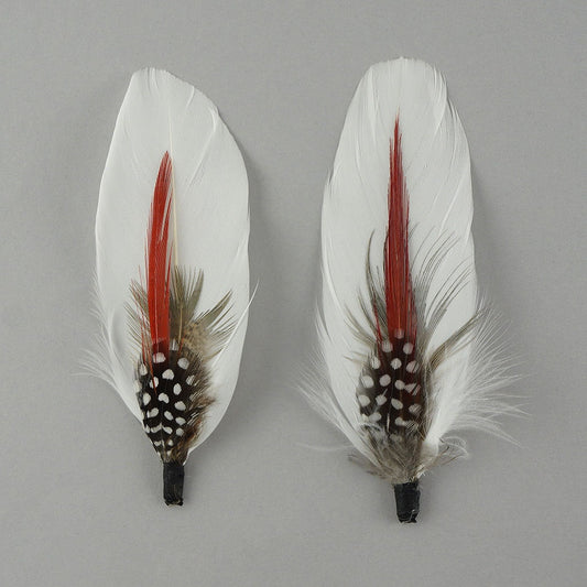 Hat Feather Trim With Goose and Pheasant - White Natural