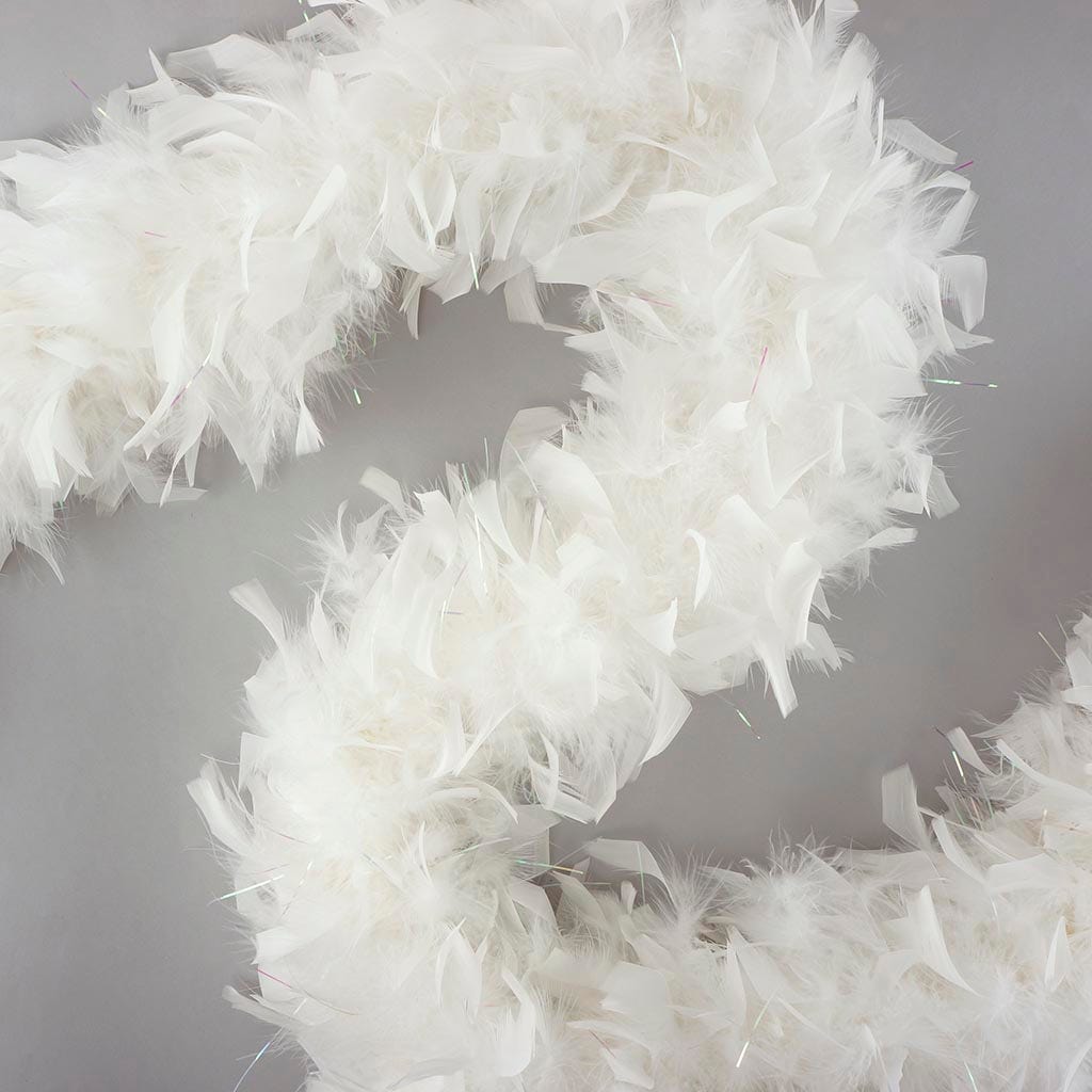 Chandelle Feather Boa with Lurex - Heavyweight  - White/Opal Lurex