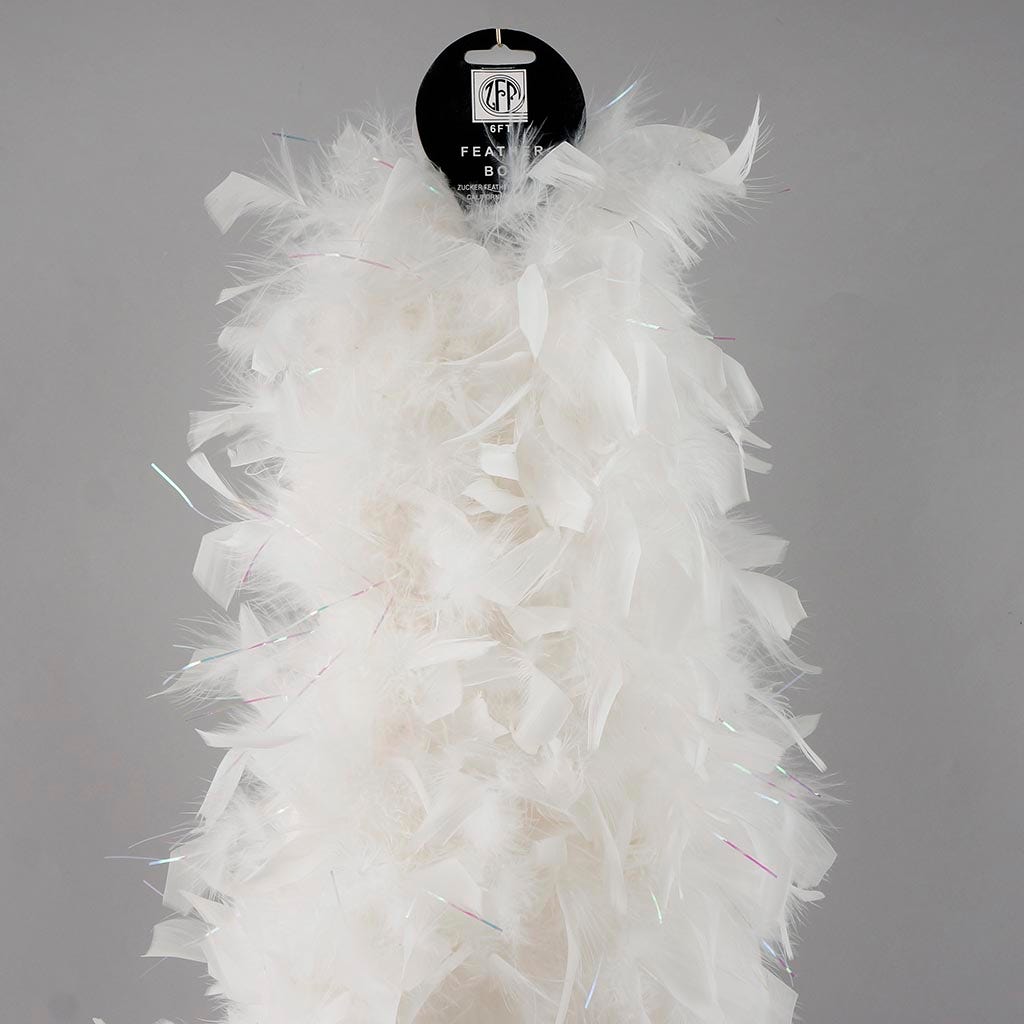 Chandelle Feather Boa with Lurex - Heavyweight  - White/Opal Lurex