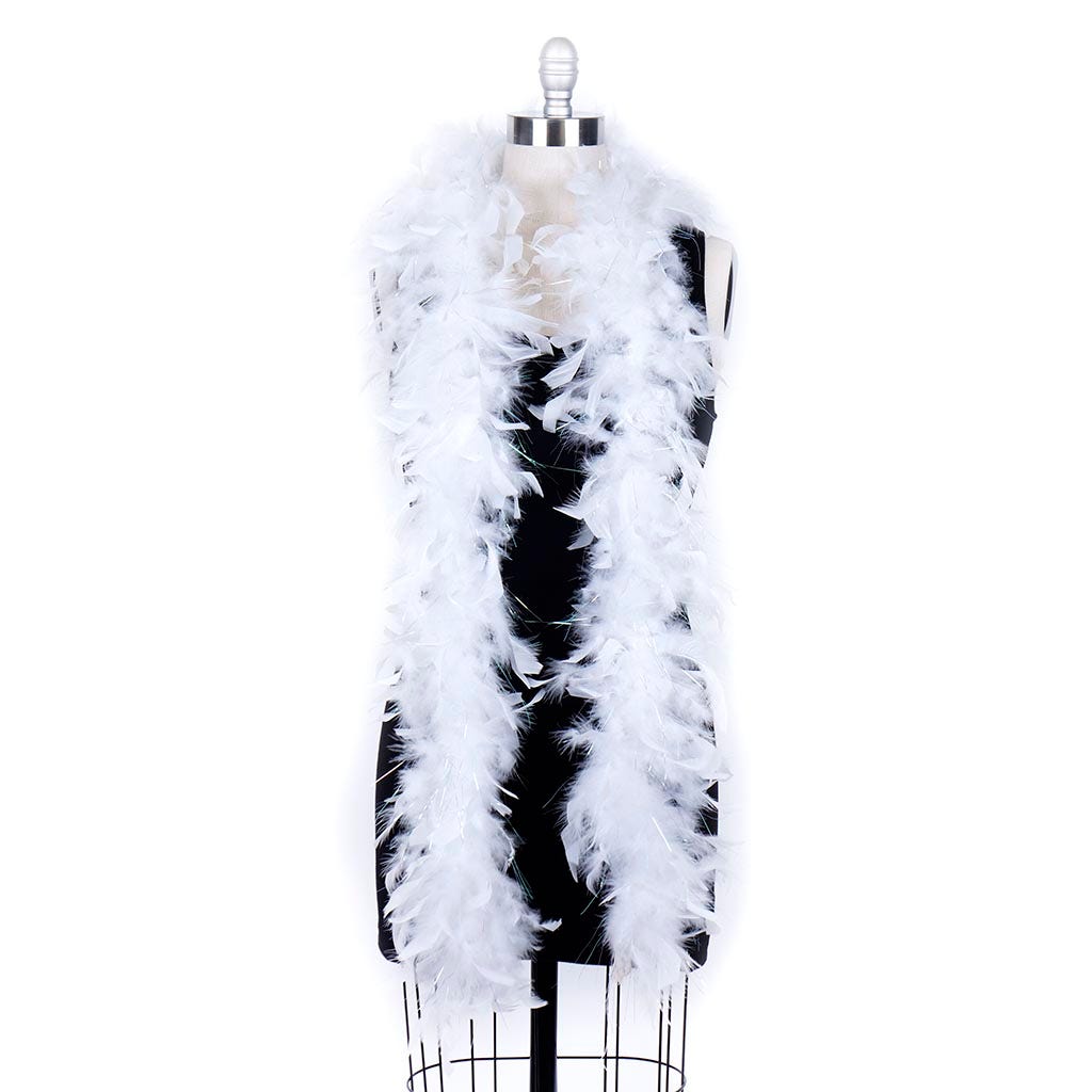 Chandelle Feather Boa - Lightweight  - White with Opal