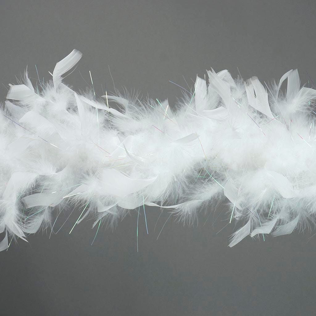 Chandelle Feather Boa - Lightweight  - White with Opal