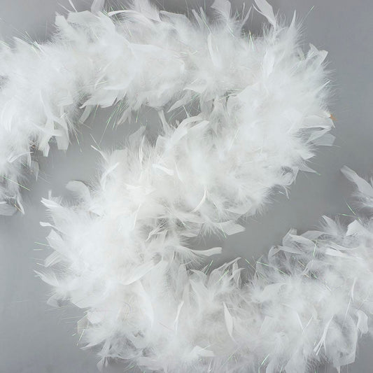 Chandelle Feather Boa - Medium Weight - White/Opal Lurex