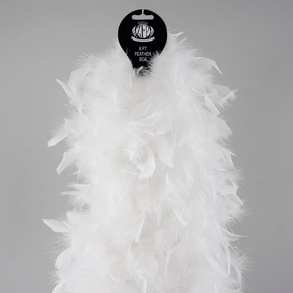 Chandelle Feather Boa - Medium Weight - White/Opal Lurex