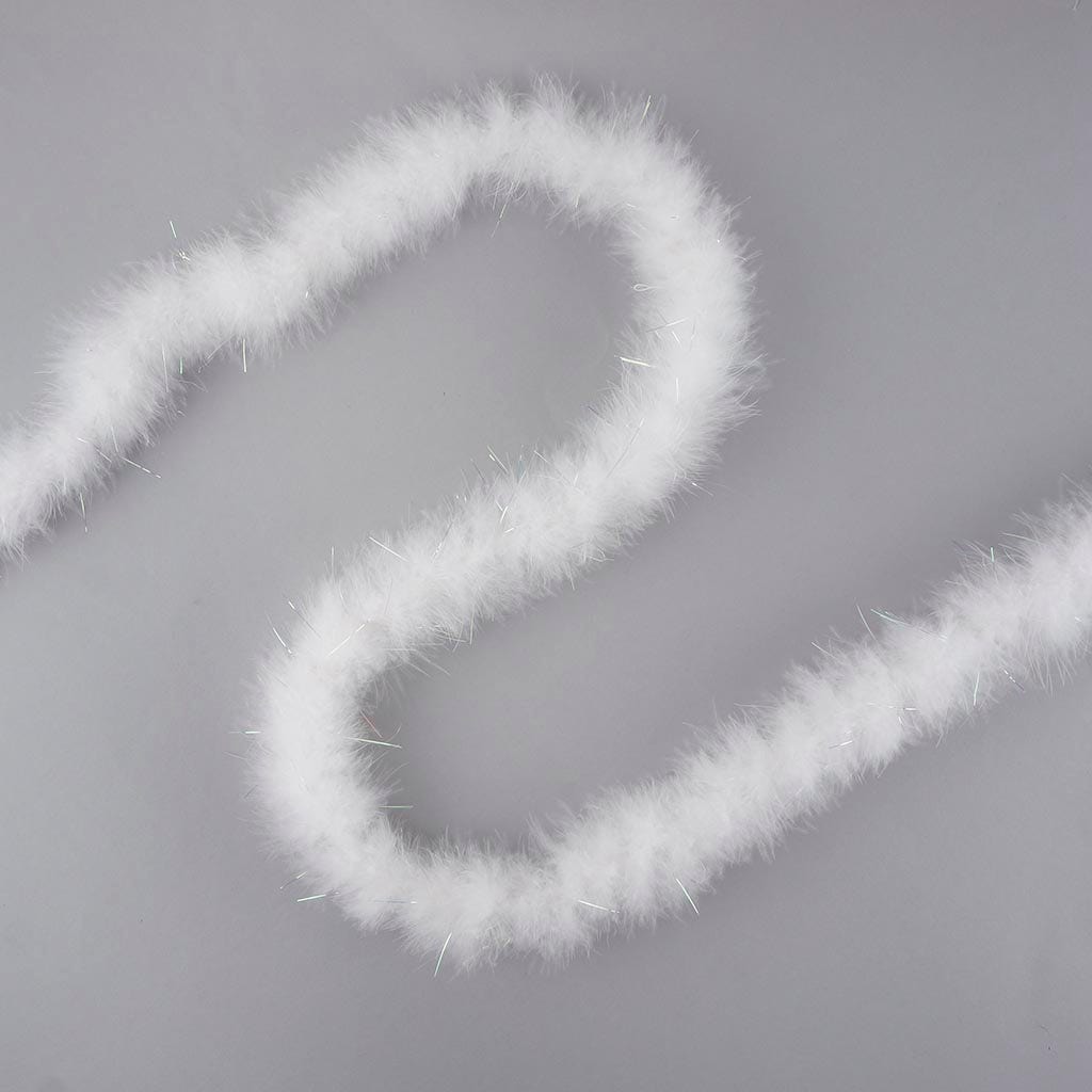 Thin Marabou Feather Boa with Lurex - White/Opal Lurex