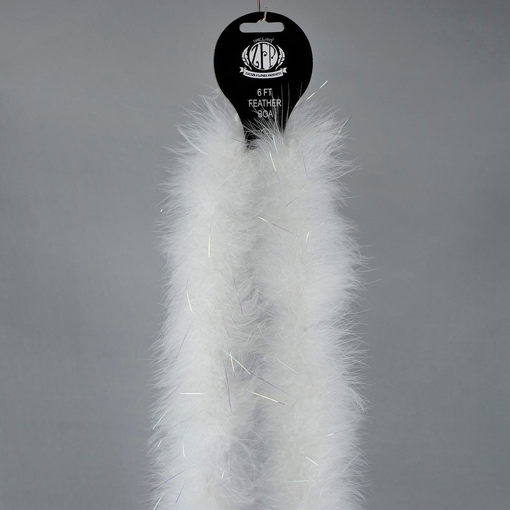 Marabou Boa with Lurex - Mediumweight - White/Opal Lurex