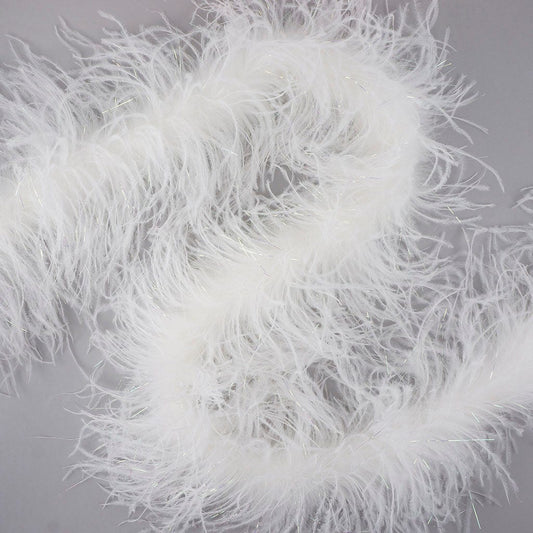 White with Opal Lurex 2 Ply Ostrich Feather Boa