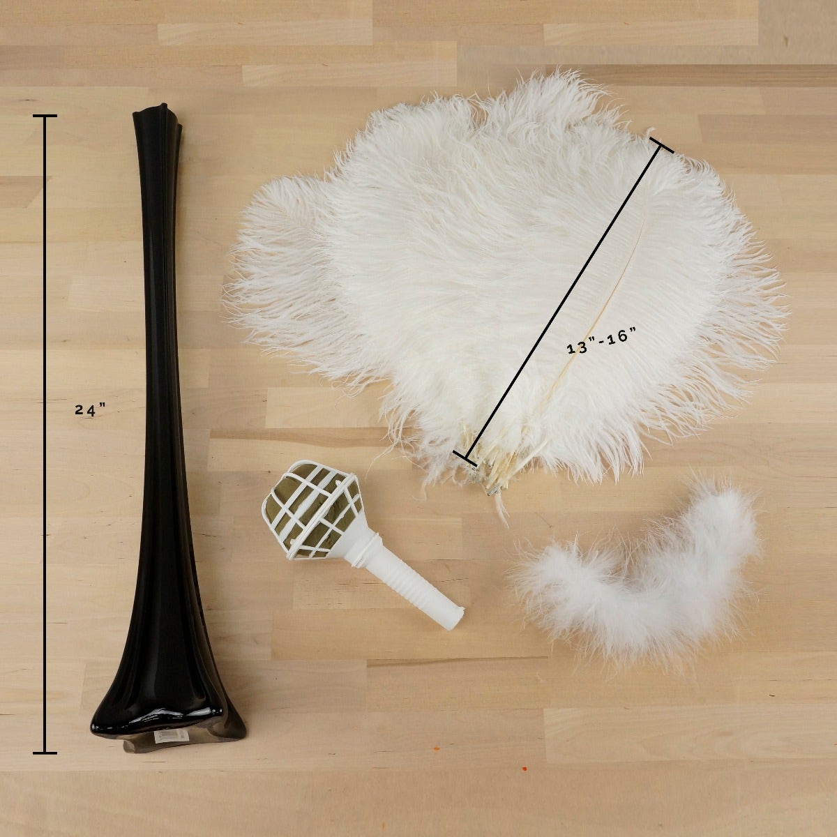 Ostrich Eiffel Tower Centerpiece White w/Black Vase