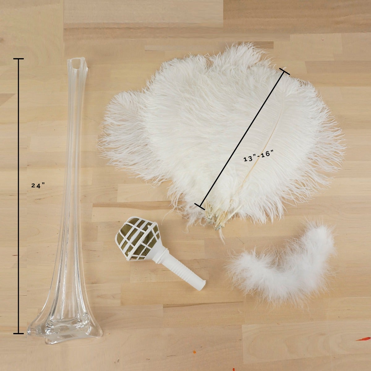 Ostrich Eiffel Tower Centerpiece - White With Clear Vase