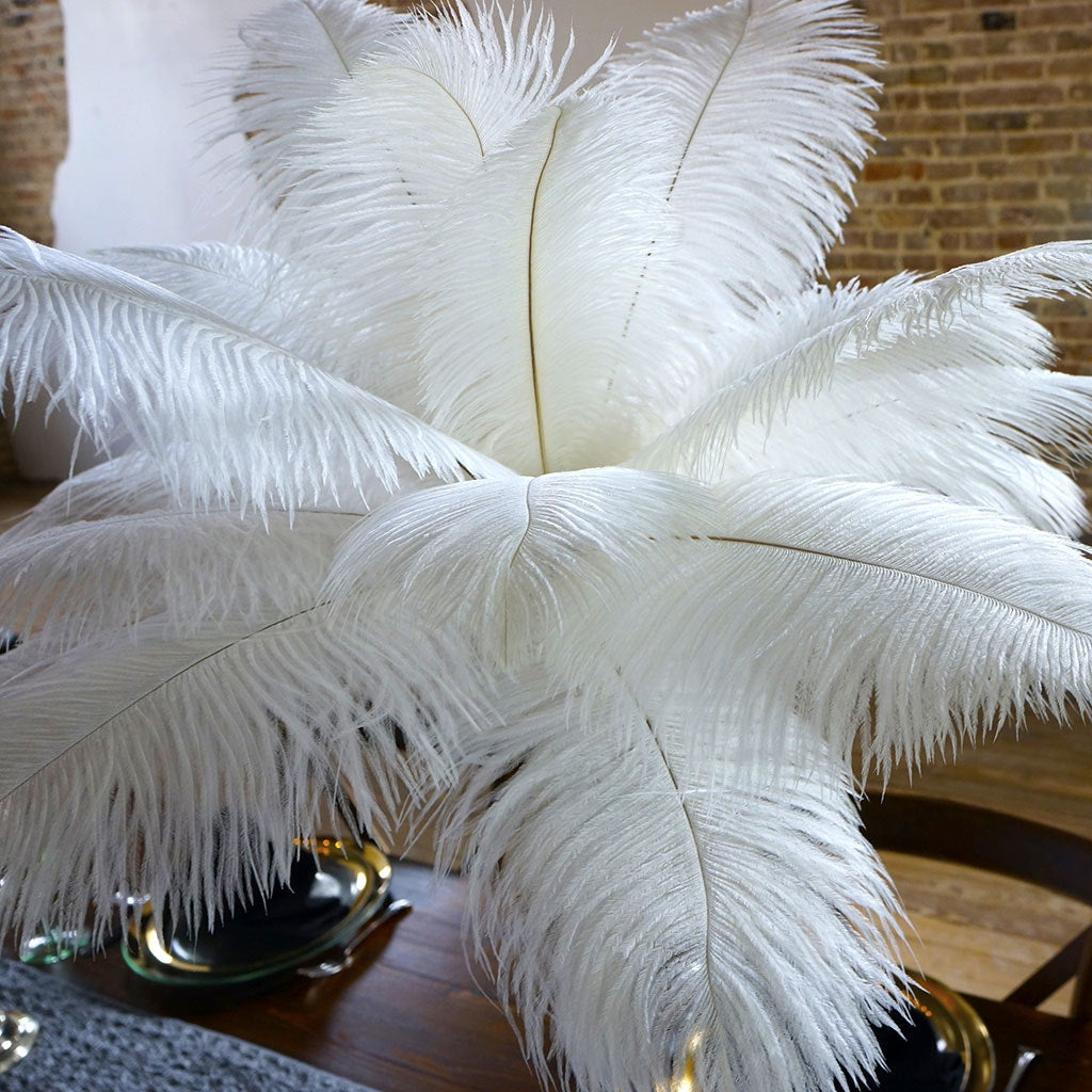 Ostrich Eiffel Tower Centerpiece - White With Clear Vase