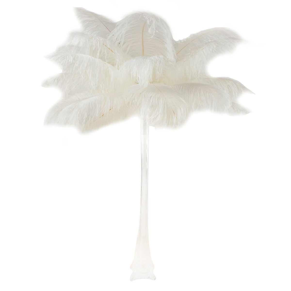 Ostrich Eiffel Tower Centerpiece - White With Clear Vase