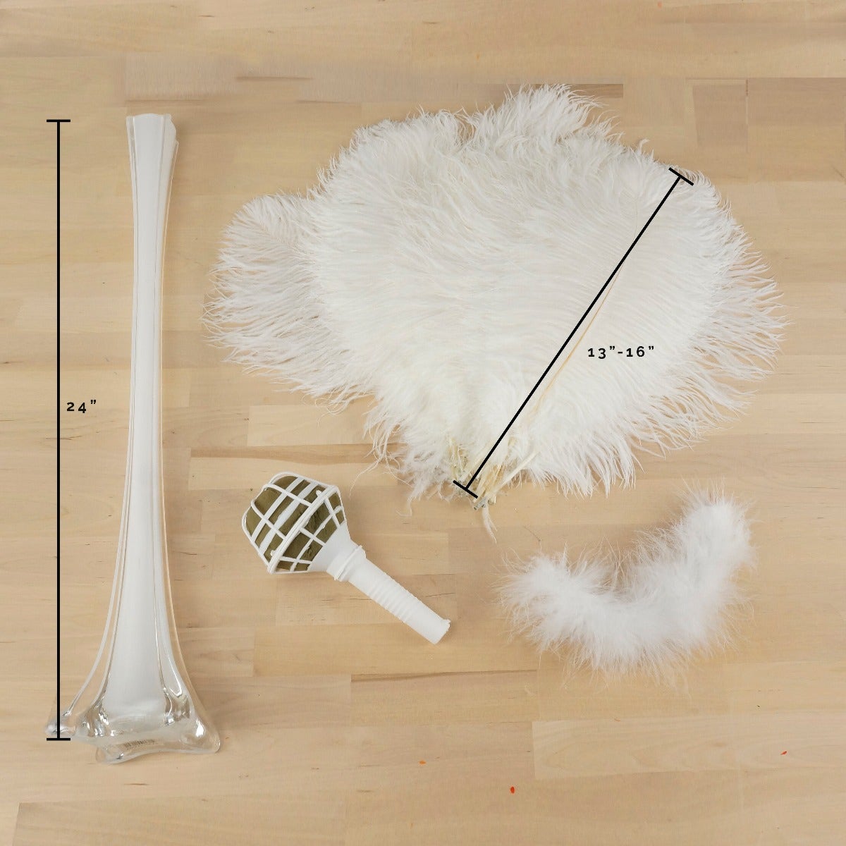 Ostrich Eiffel Tower Centerpiece White With White Vase