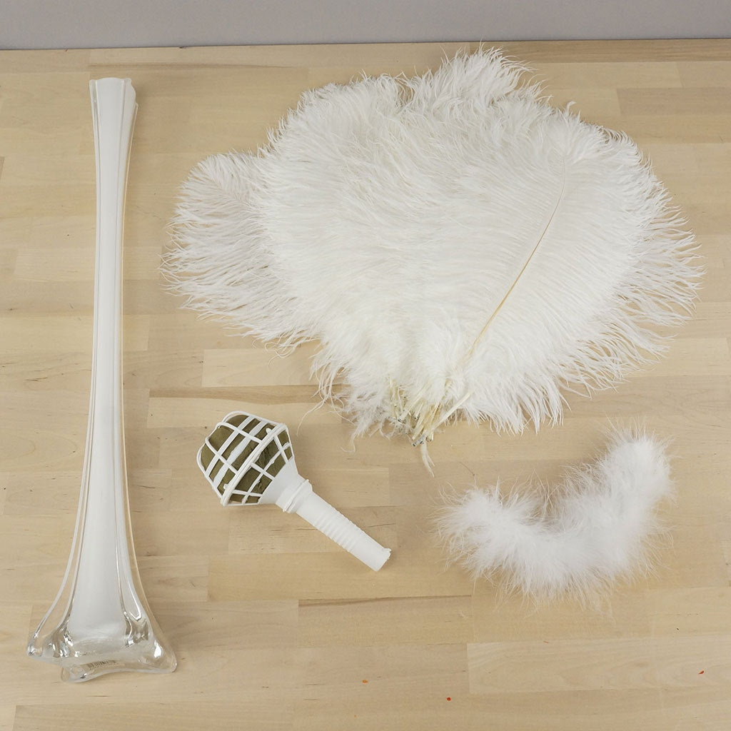 Ostrich Eiffel Tower Centerpiece White With White Vase