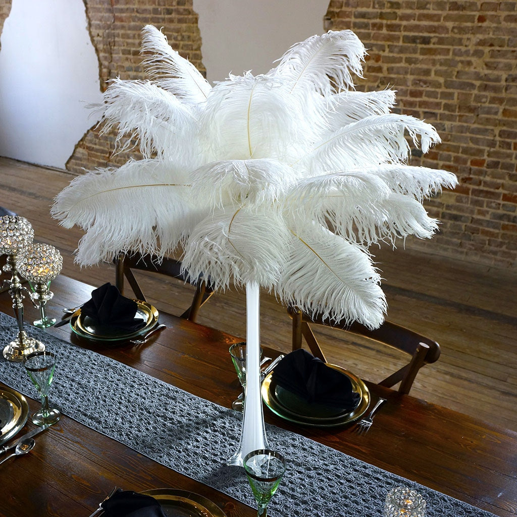 Ostrich Eiffel Tower Centerpiece White With White Vase