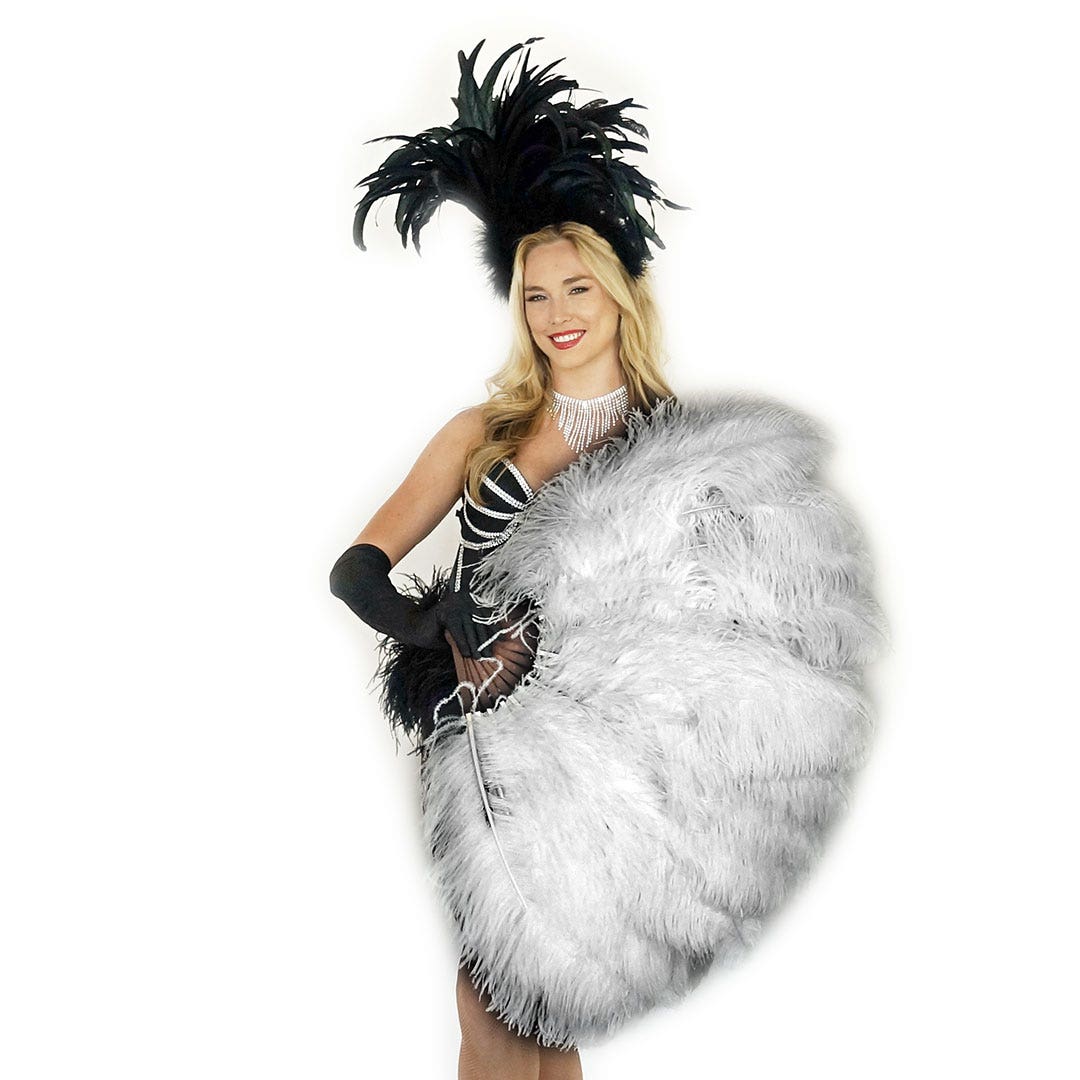 Ostrich Prime Femina Feather Fan - White
