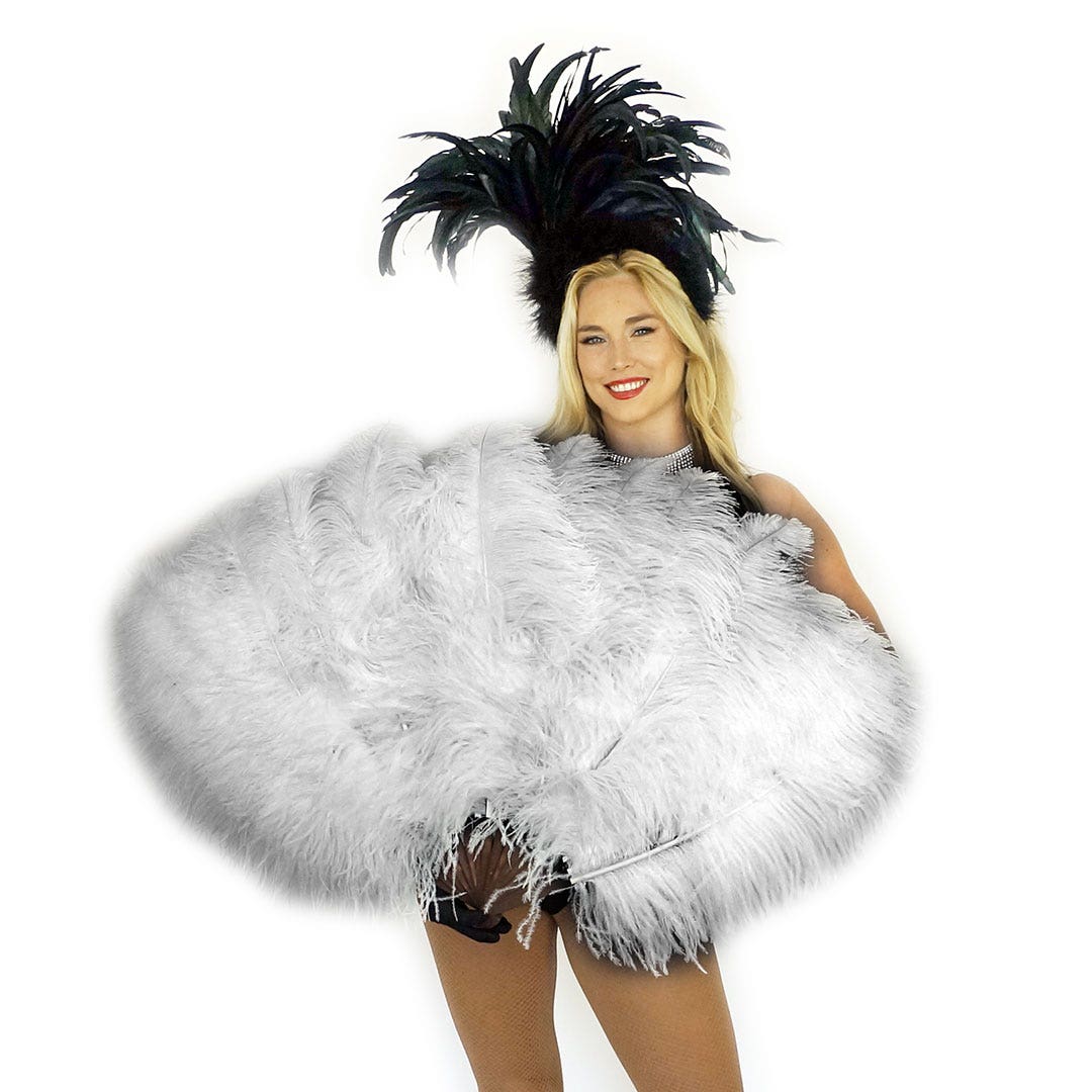 Ostrich Prime Femina Feather Fan - White