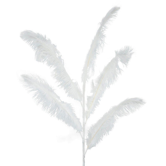 Feather Ostrich Spray on Stem White
