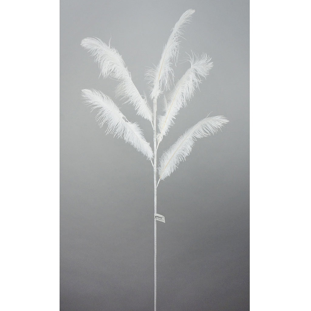 Feather Ostrich Spray on Stem White