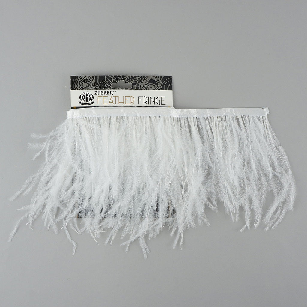 Ostrich Economy Feather Fringe 1PLY 1yd White