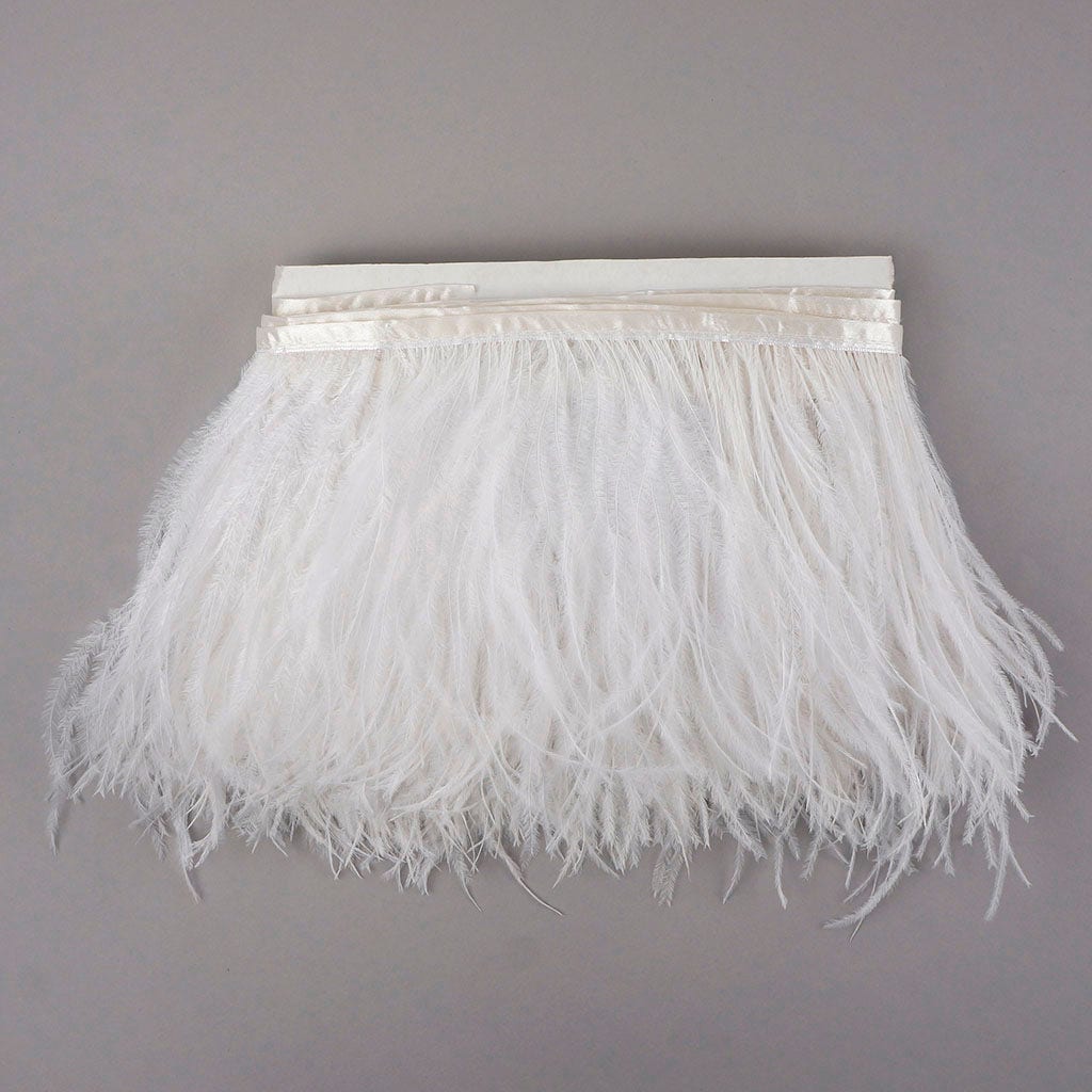 One-Ply Ostrich Feather Fringe - 5 Yards - White