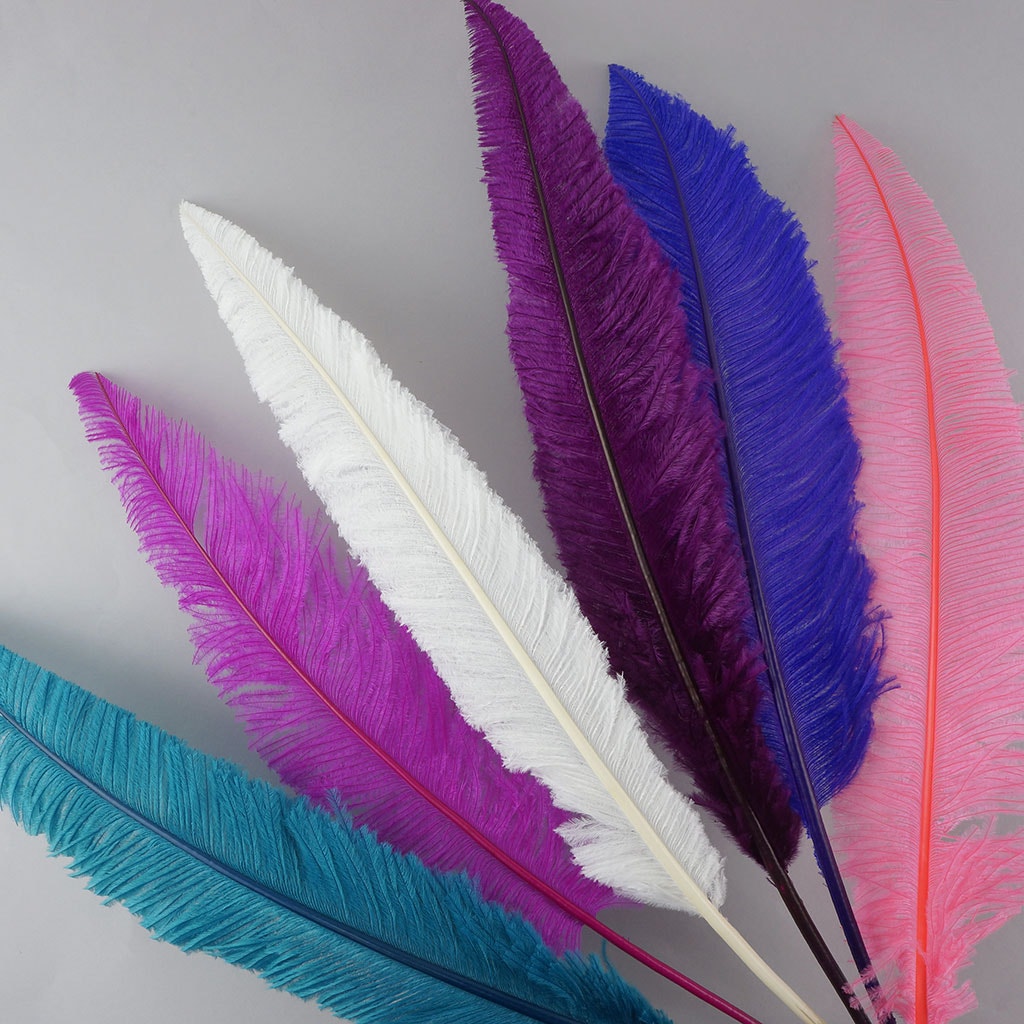 Ostrich Nandu Selected Feathers 12 PCS - White