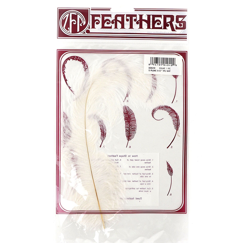 Ostrich Feathers 9-12" Drabs -  White