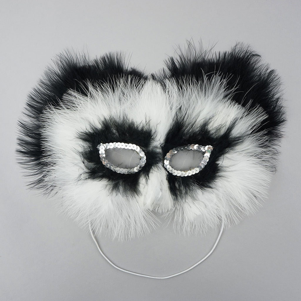 Black and White Feather Panda Mask