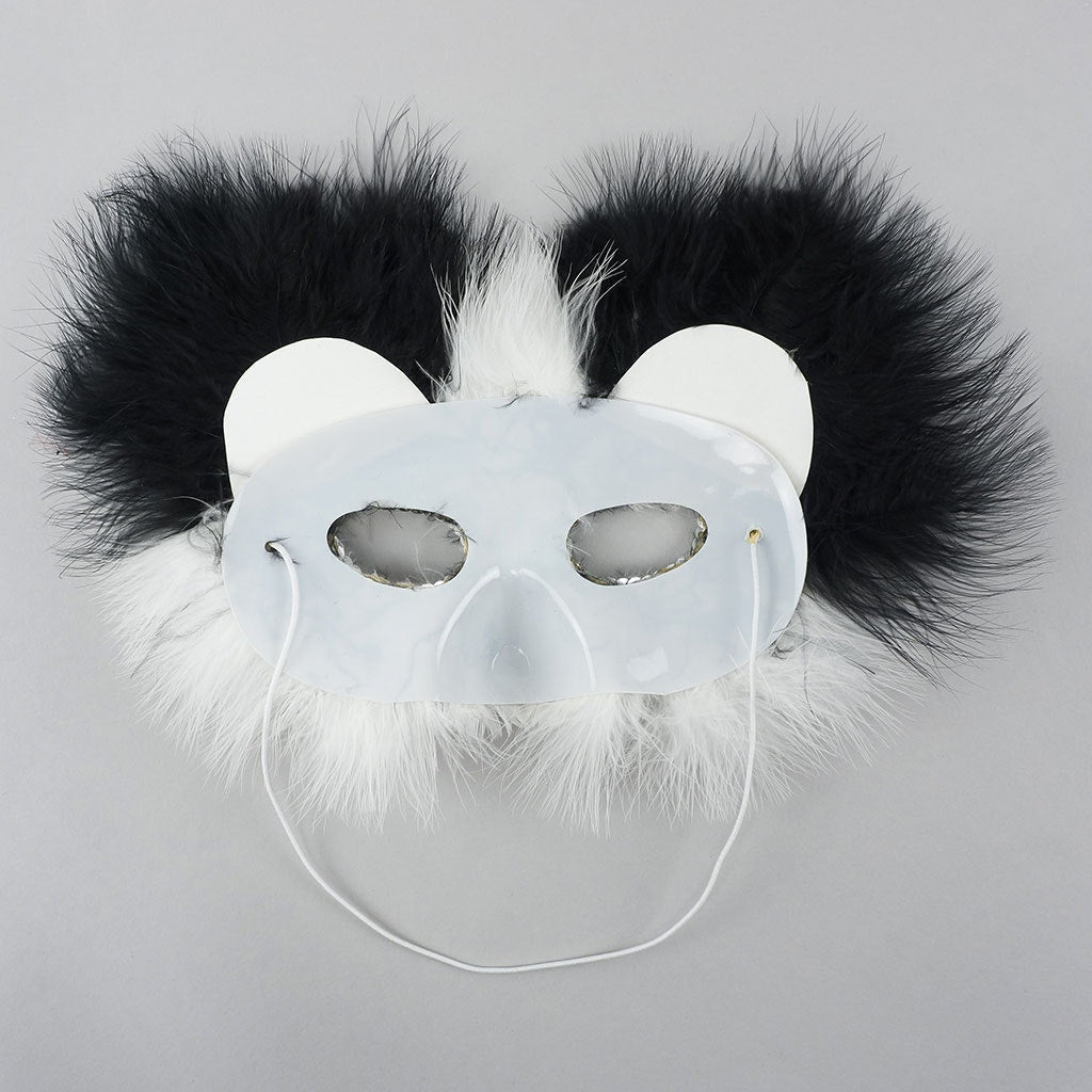 Black and White Feather Panda Mask