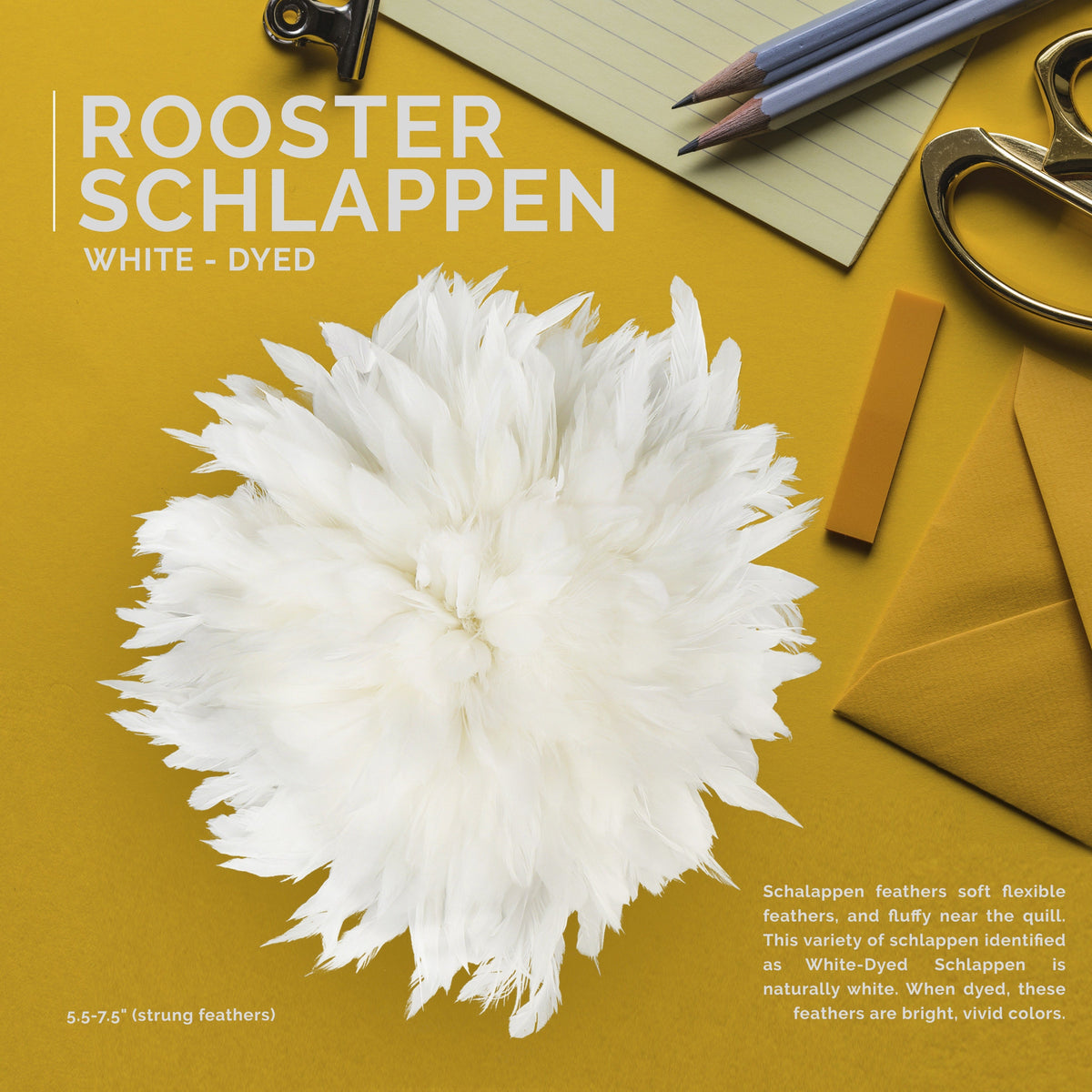 Rooster Schlappen-White-Dyed - White