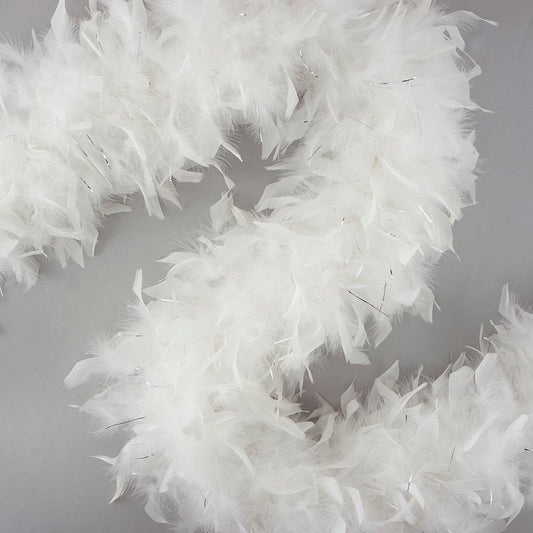 Chandelle Feather Boa with Lurex - Heavyweight  - White/Silver Lurex