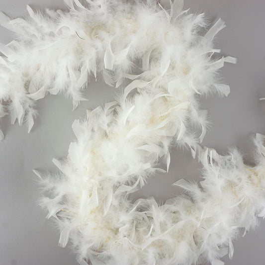 Chandelle Feather Boa - Lightweight - White with Gold Lurex