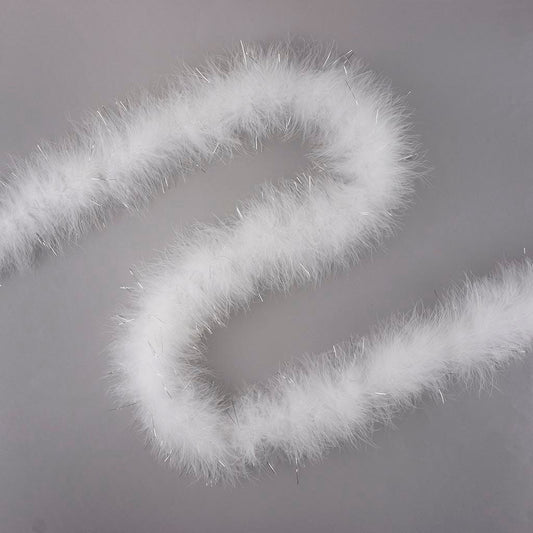 Full Marabou Feather Boa with Lurex - White/Silver Lurex