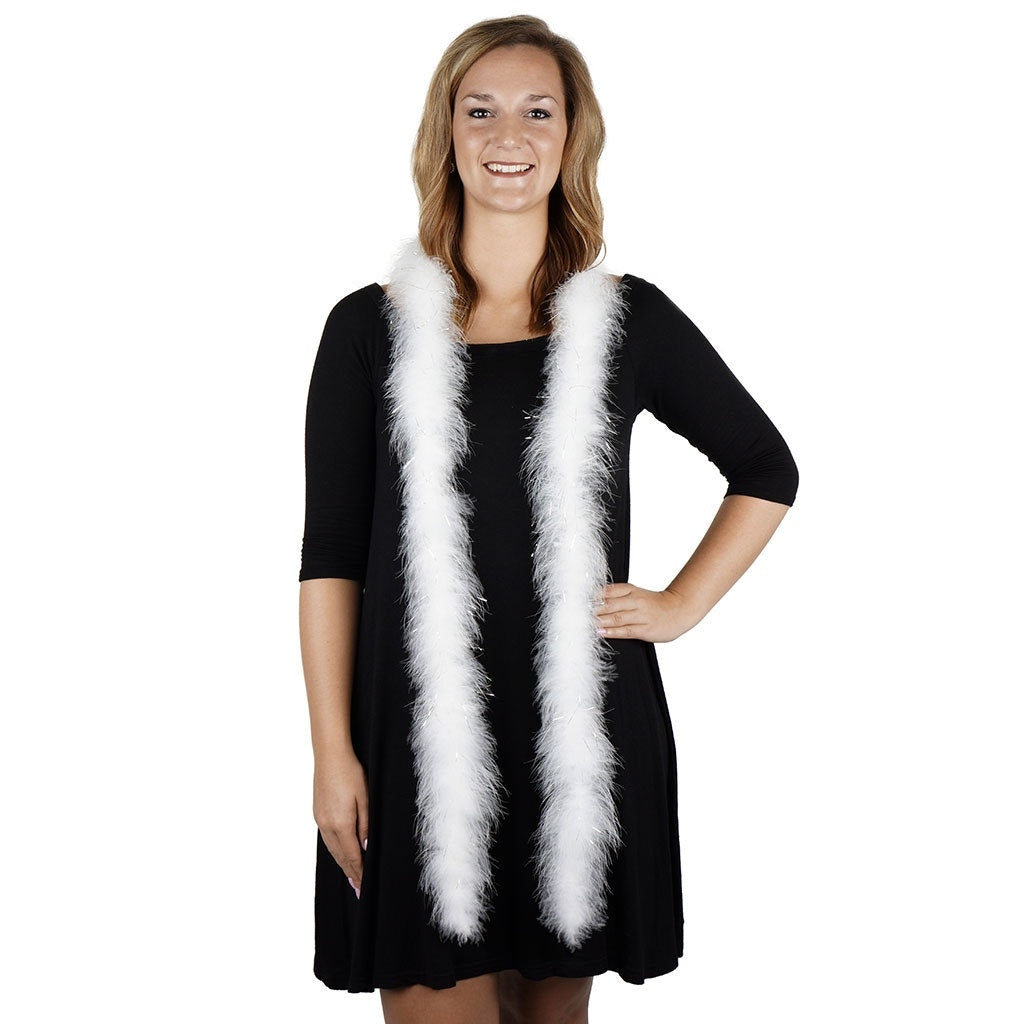 Marabou Boa with Lurex - Mediumweight - White/Silver Lurex