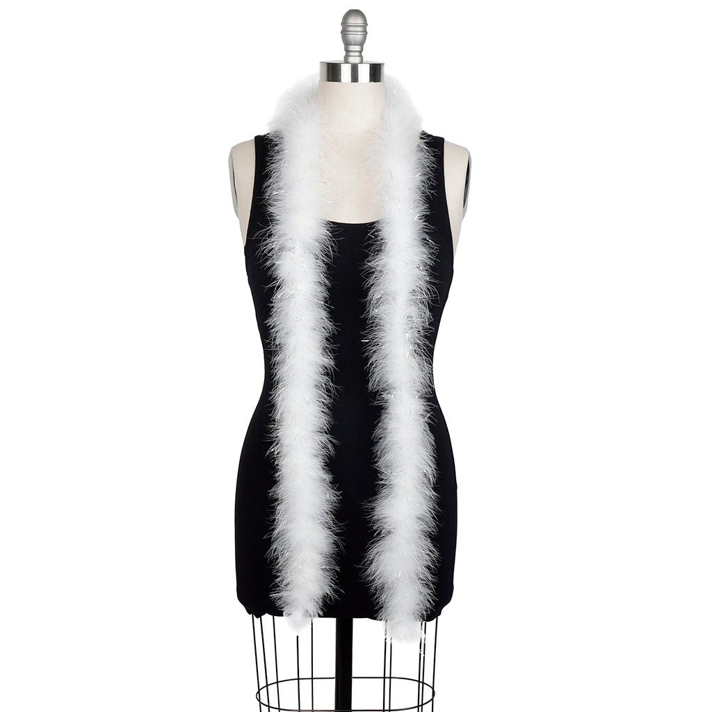 Marabou Boa with Lurex - Mediumweight - White/Silver Lurex