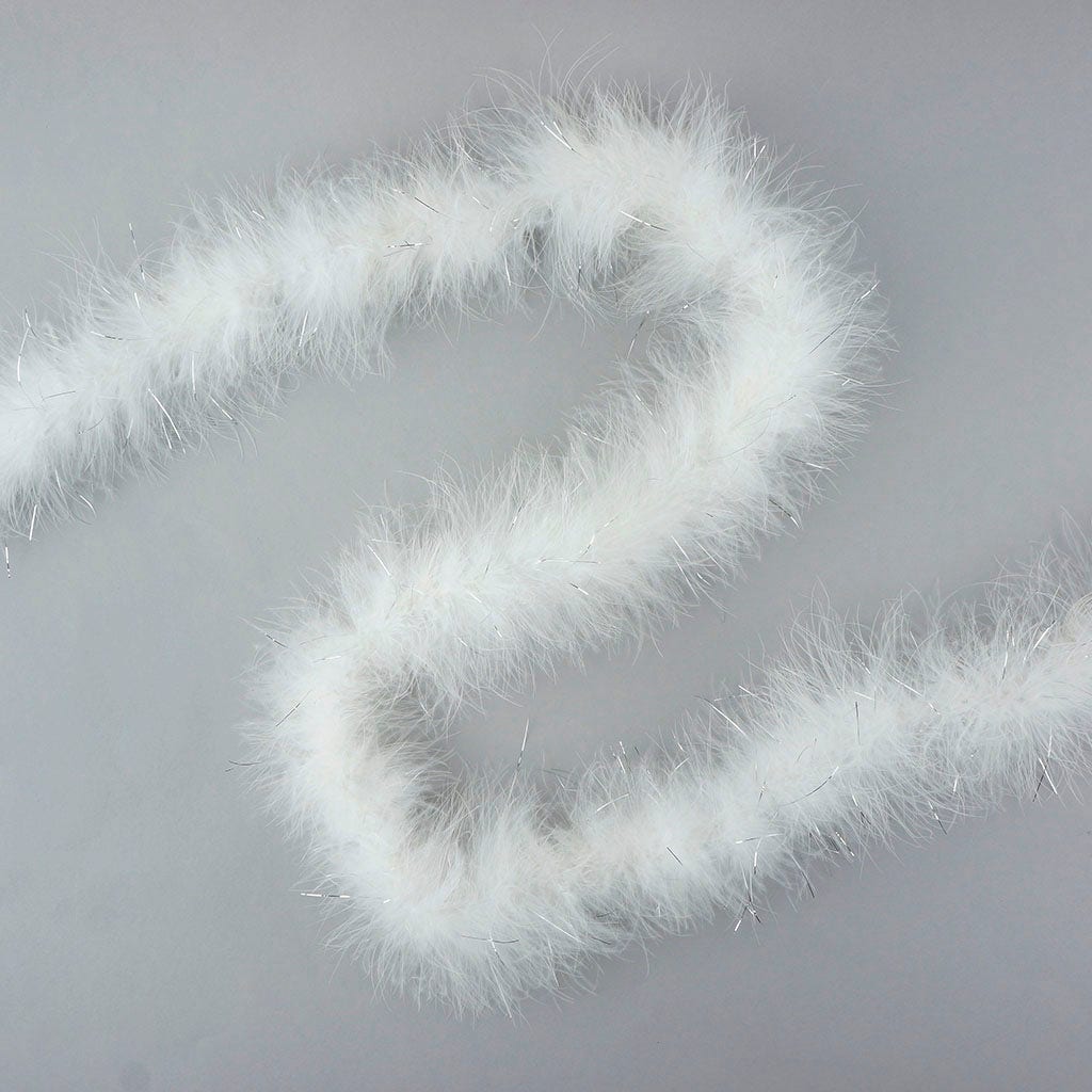 Marabou Boa with Lurex - Mediumweight - White/Silver Lurex