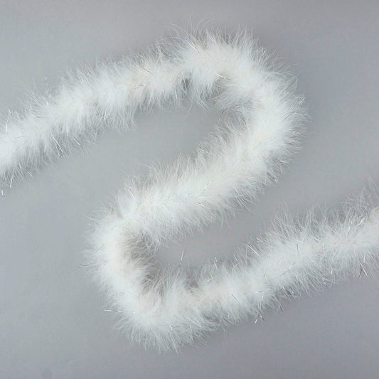 Marabou Boa with Lurex - Mediumweight - White/Silver Lurex