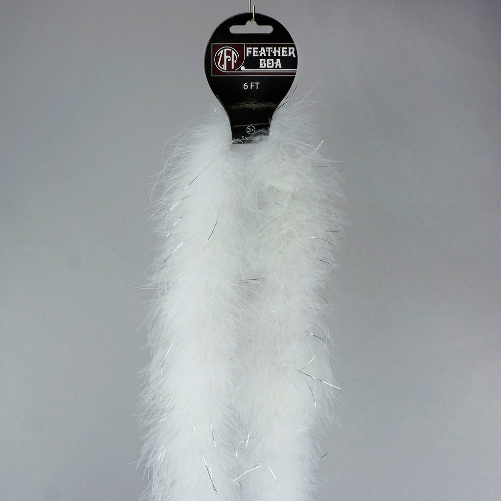 Marabou Boa with Lurex - Mediumweight - White/Silver Lurex