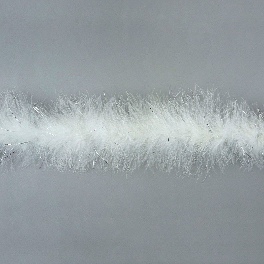 Marabou Boa with Lurex - Mediumweight - White/Silver Lurex