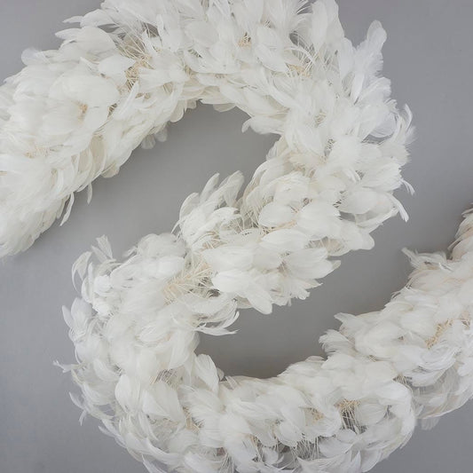 Stripped Coque Feather Boa - White