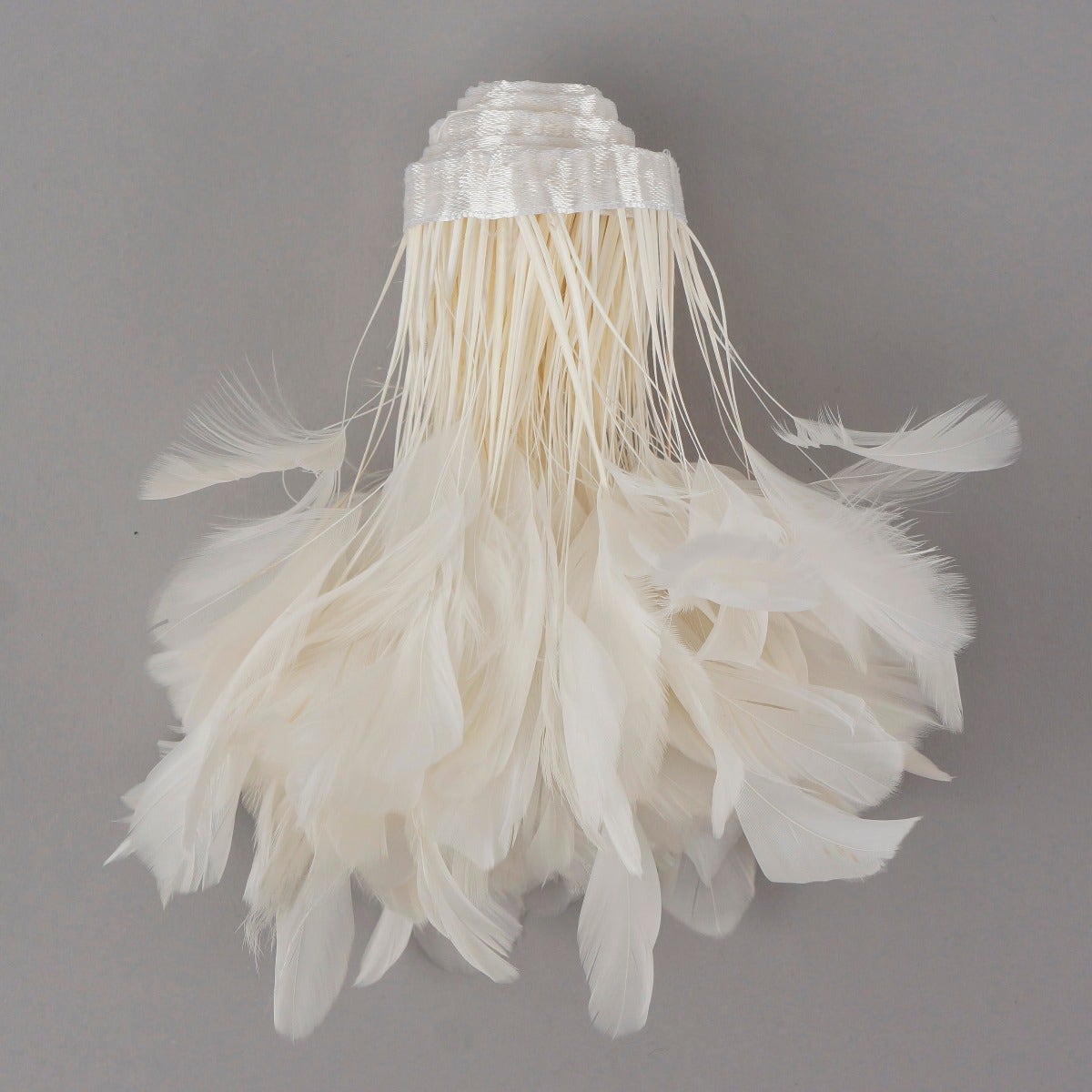 Stripped White-Dyed Coque Fringe - White