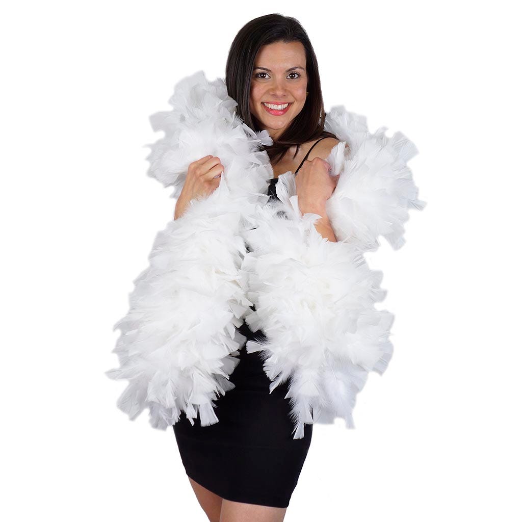 Turkey Feather Boa 8-10" - White