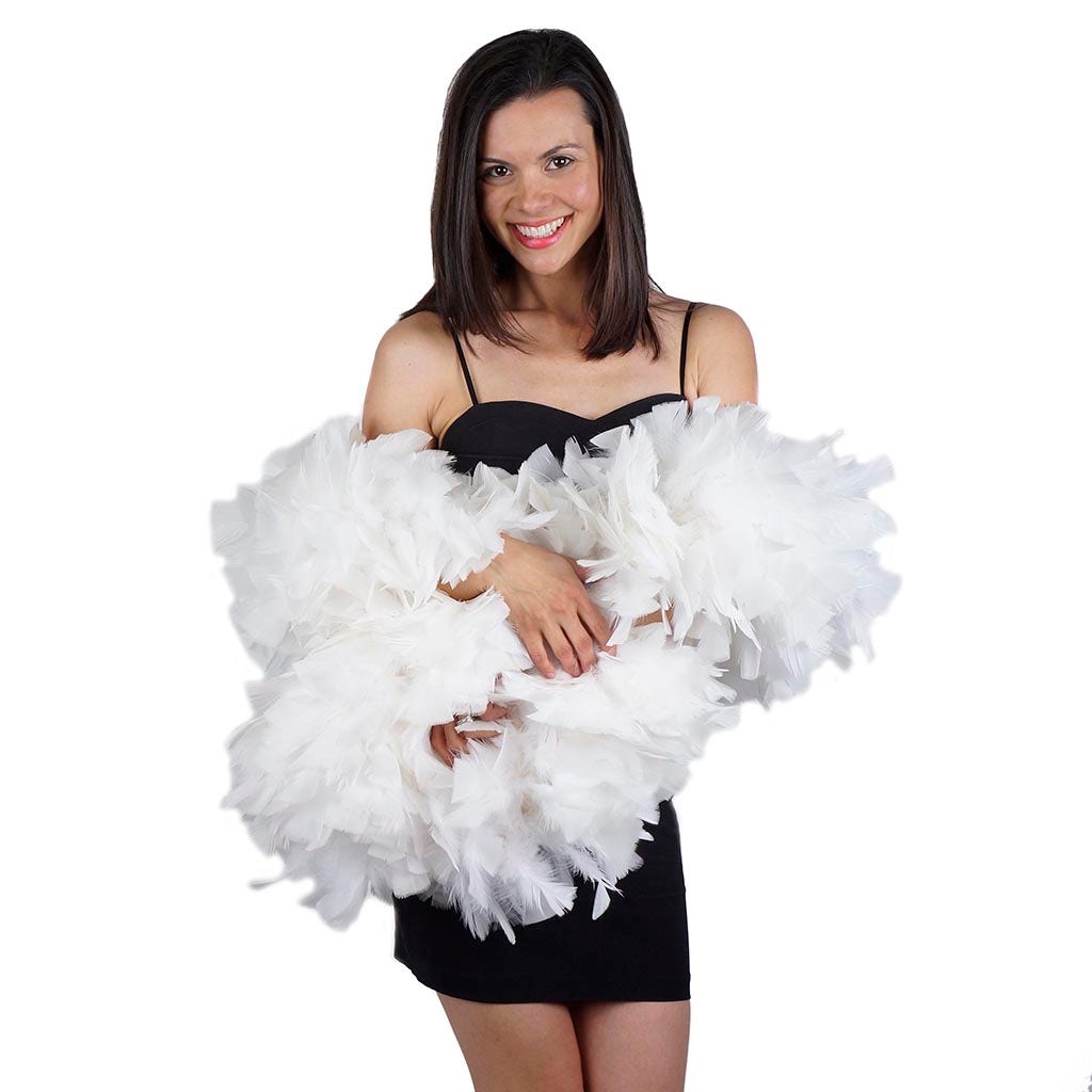 Turkey Feather Boa 10-14" - White