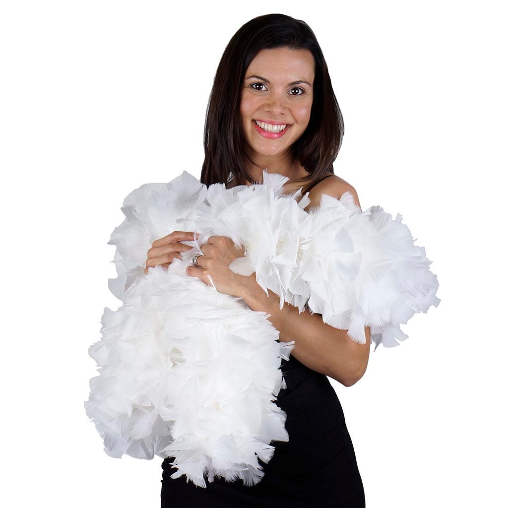 Turkey Feather Boa 6-8" - White