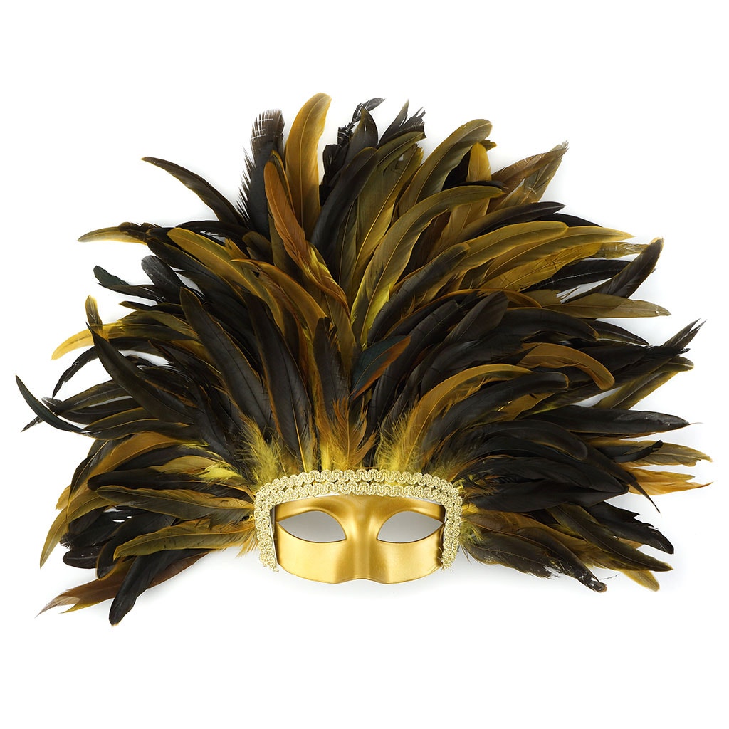 Feather Headdress Mask-Dyed Yellow