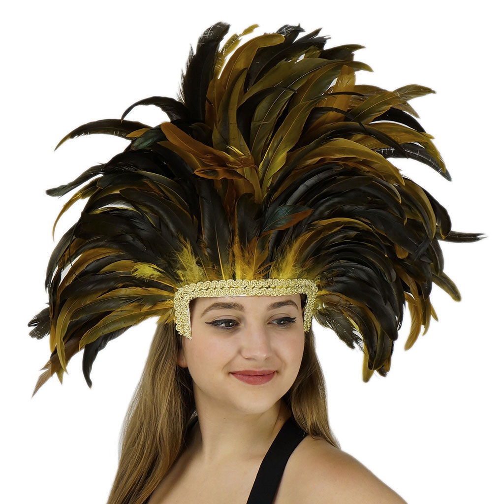 Feather Headdress Mask-Dyed Yellow