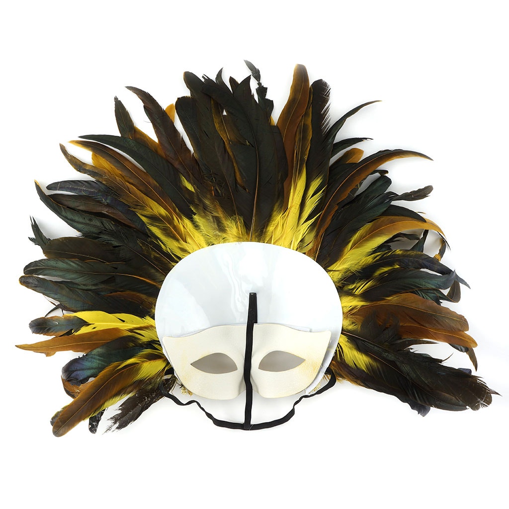 Feather Headdress Mask-Dyed Yellow