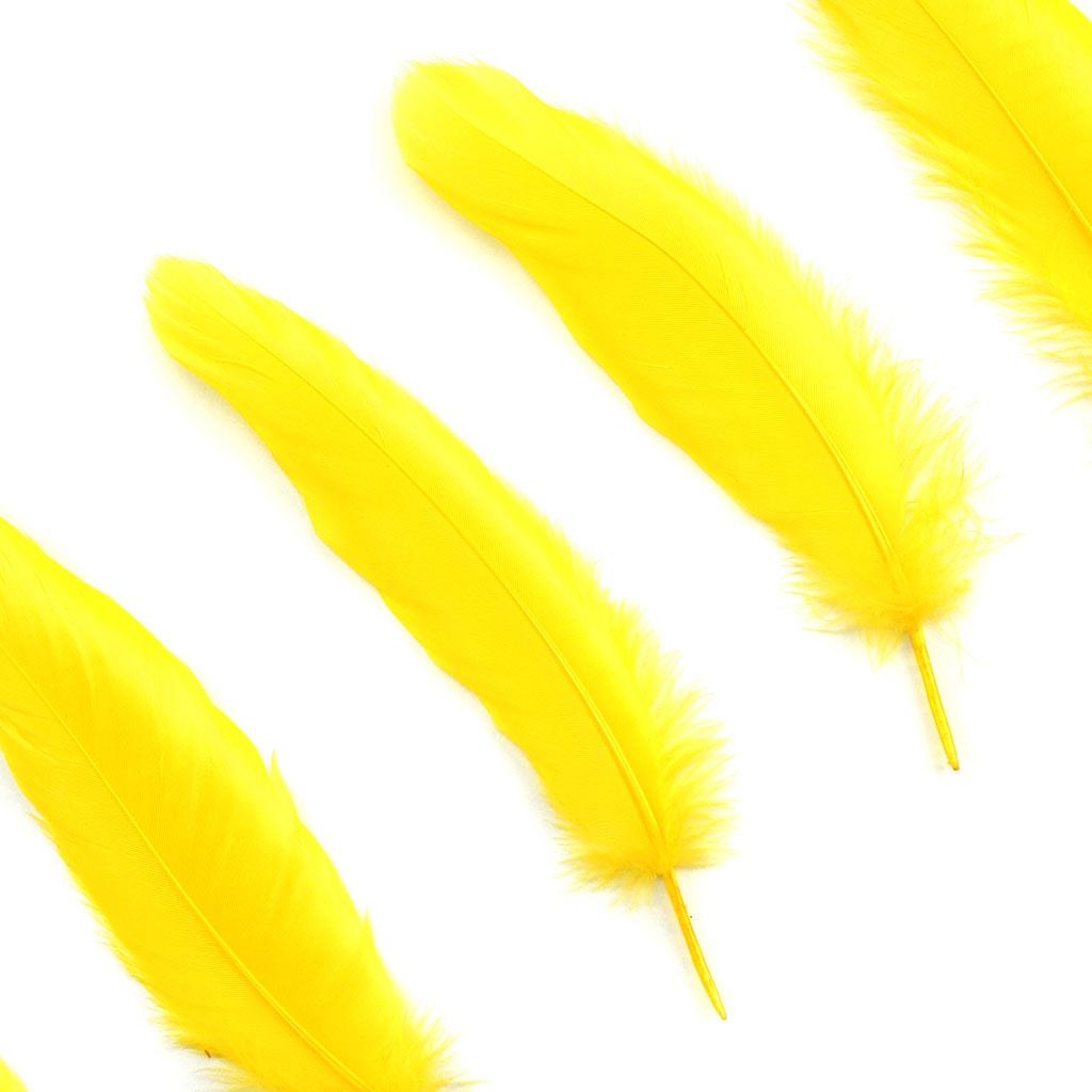 Goose Satinette Feathers Dyed - Yellow - 1/4 lb