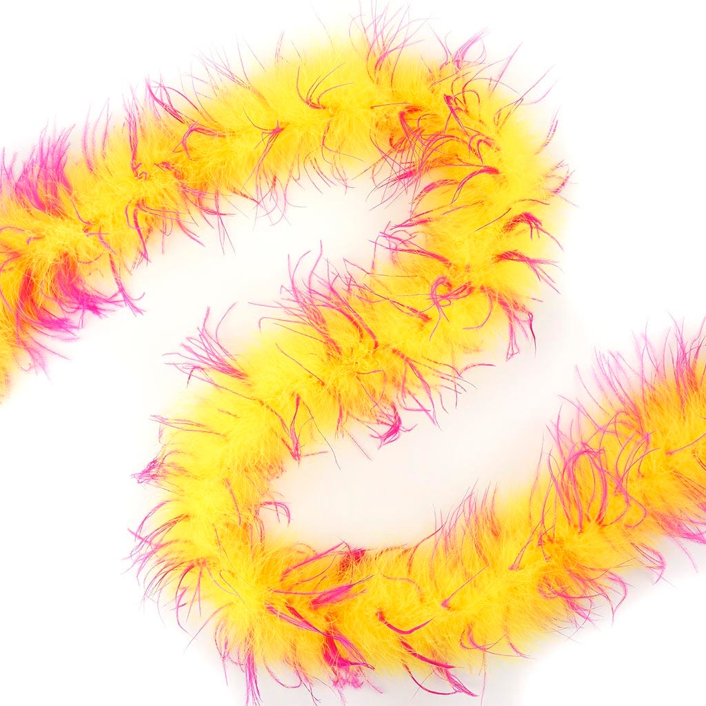 Marabou and Ostrich Feather Boa - Fluorescent Yellow/Shocking Pink
